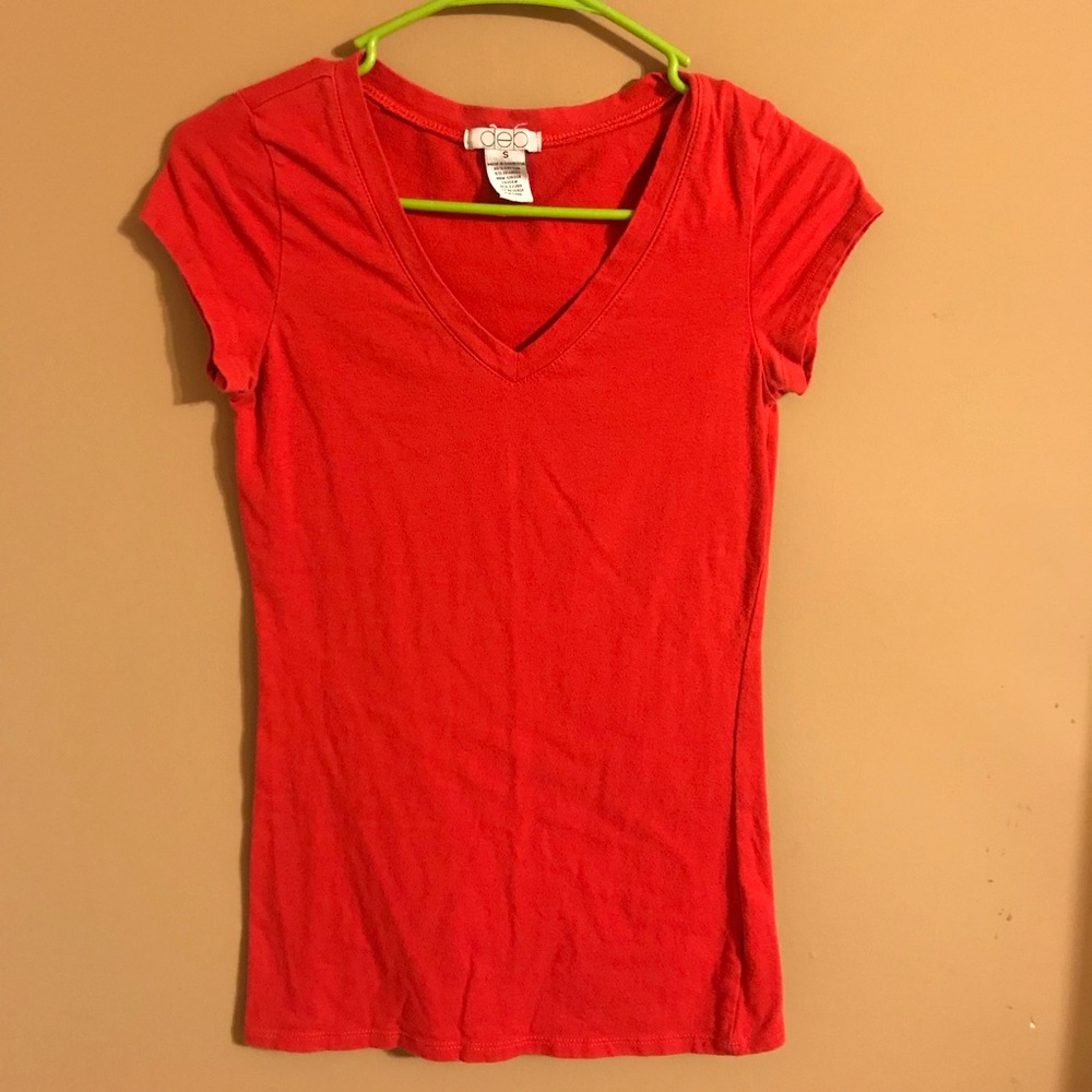 Red DEB shirt. Size small